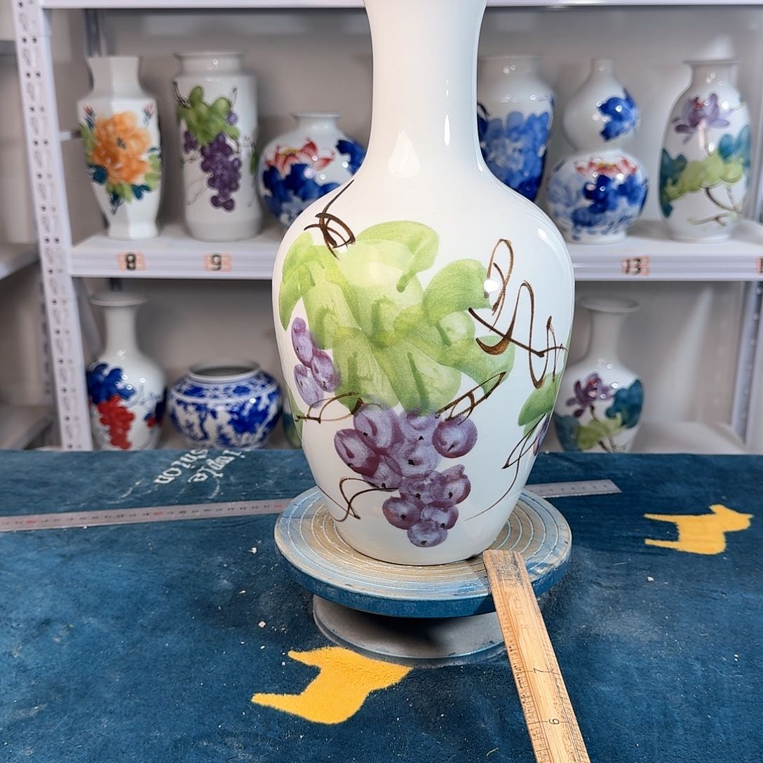 摆件景德镇陶瓷棒紫葡