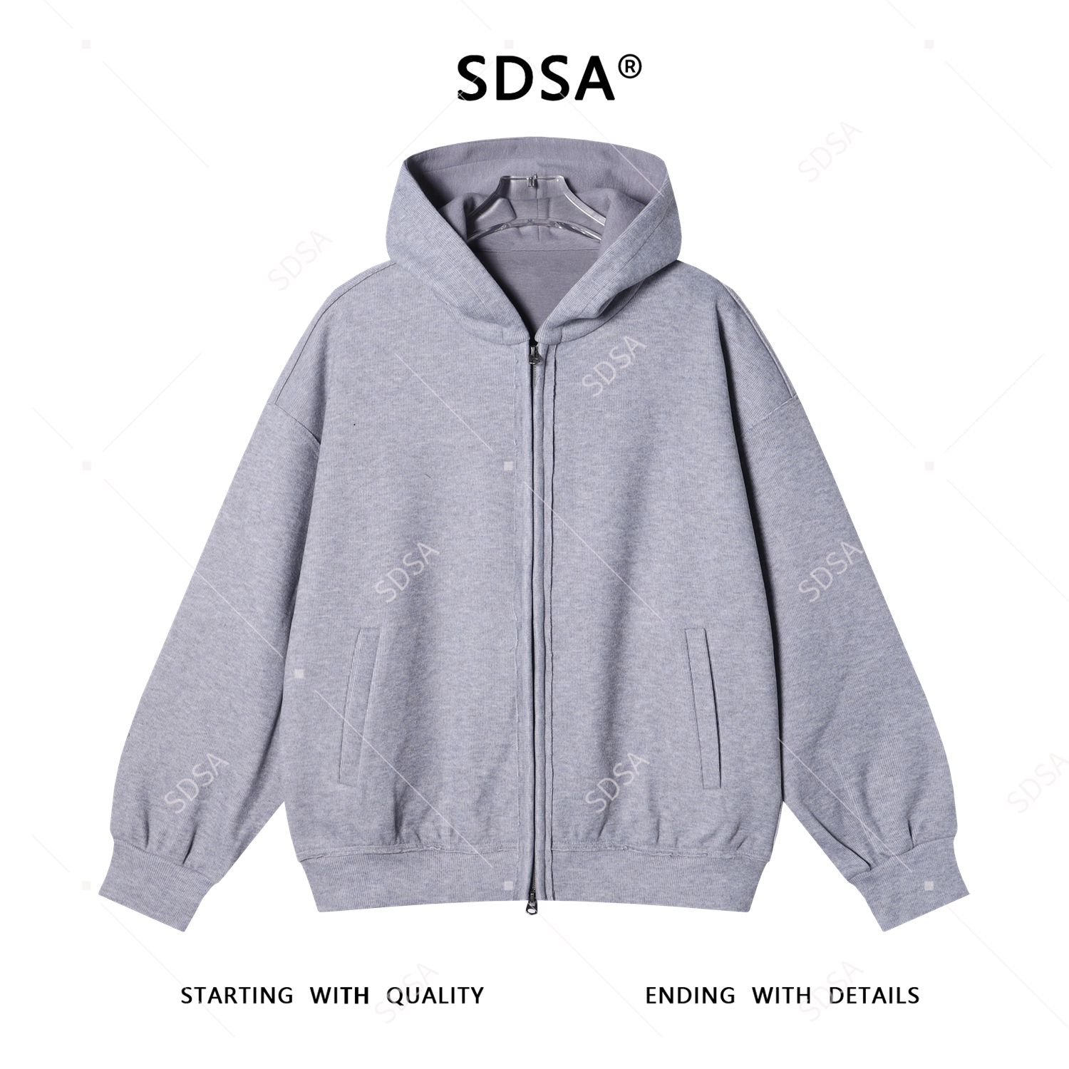 SDSA男士秋冬新款痞帅男装韩版纯色拉链连帽卫衣时尚百搭宽松上衣