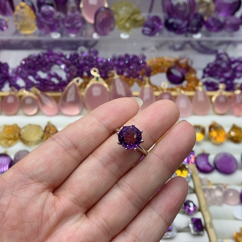 【闪购商品】水晶水晶戒指银S925镶嵌