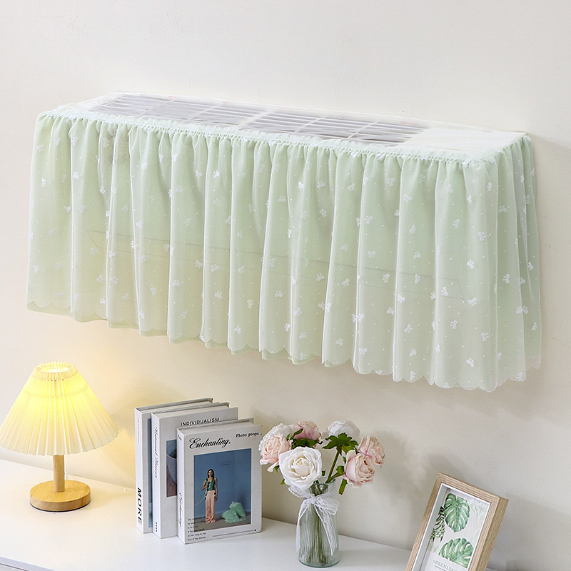 挂机空调罩开机免取小清新风格空调防尘罩蕾丝挂机罩防直吹