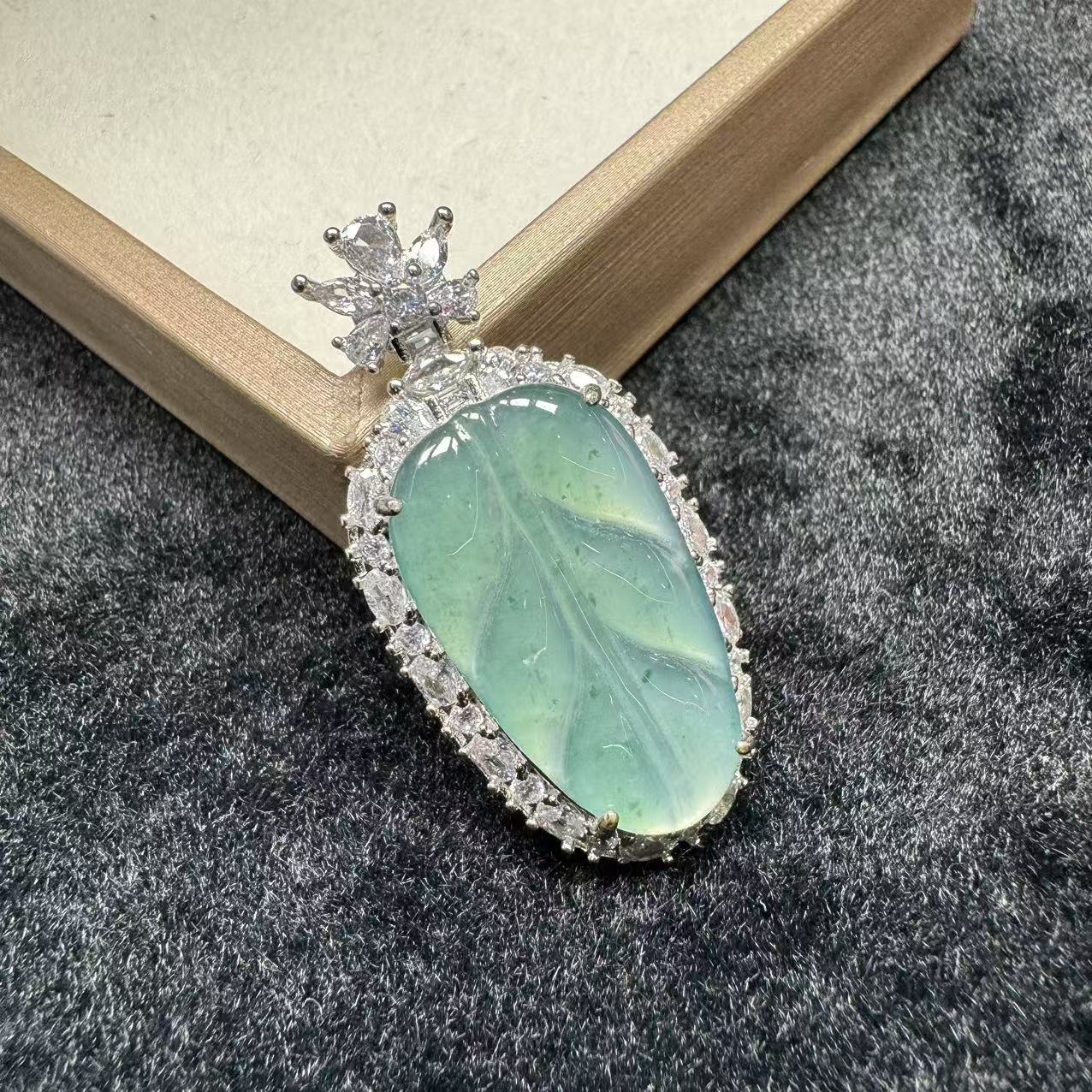 翡翠叶子吊坠多样性发其一@k