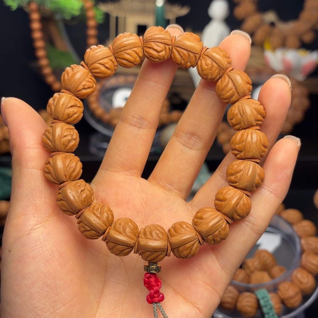 桃核吊坠野生红莲14尺寸