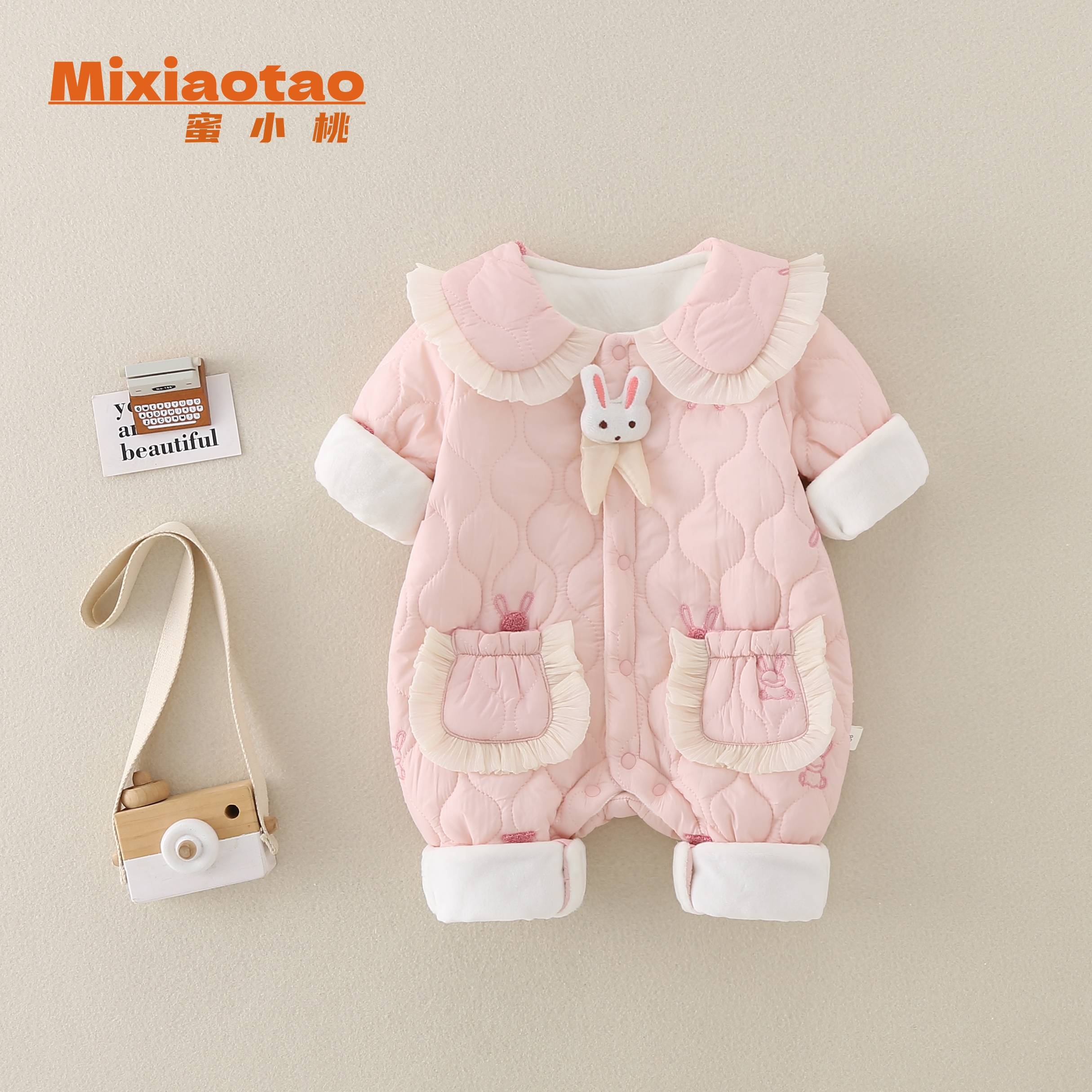 7兔软软薄棉连体衣加厚保暖哈衣宝宝婴儿秋冬幼儿爬服可爱