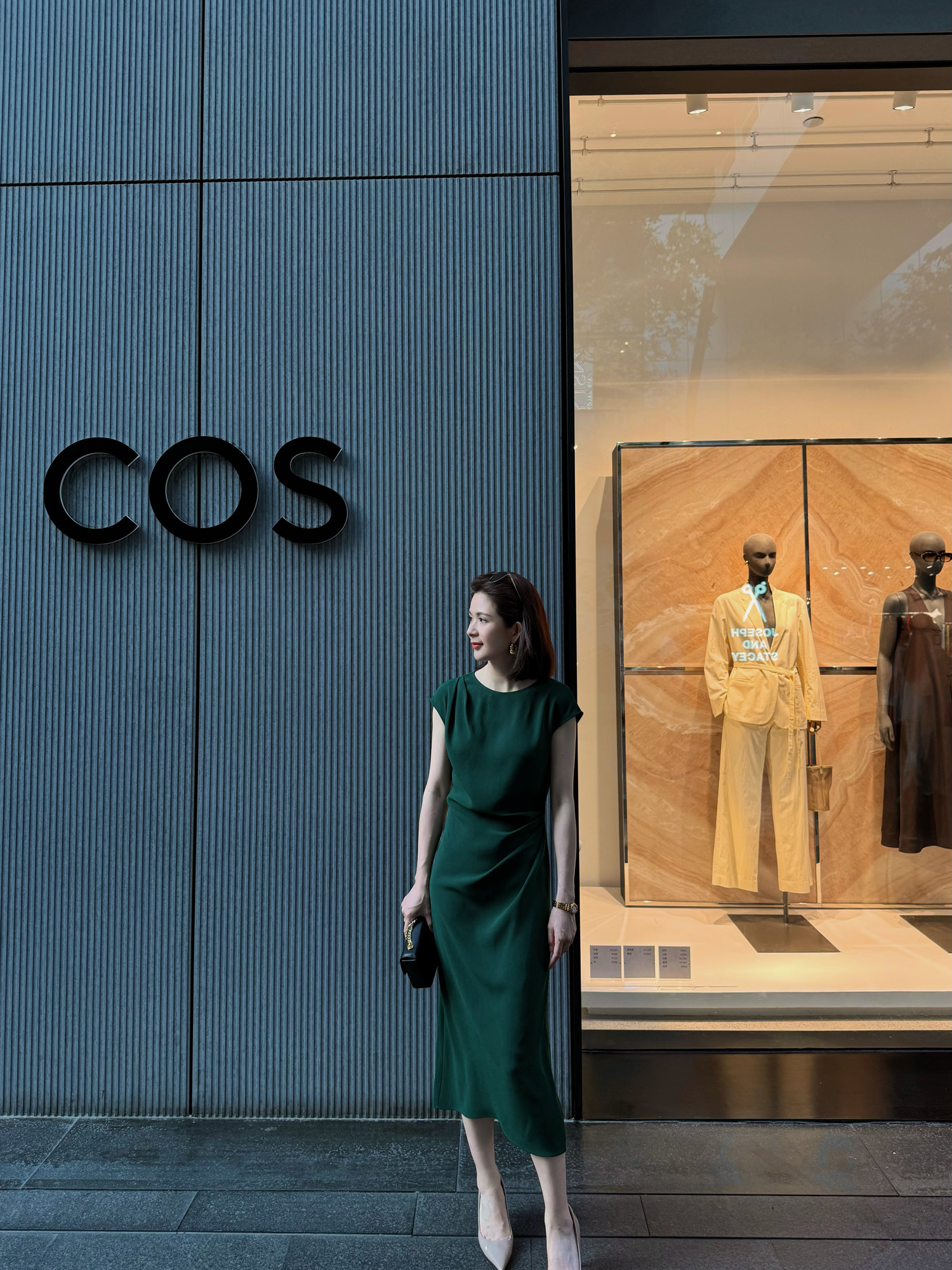 ANGELIAORIGINAL绝佳剪裁 醋酸圆领褶皱显瘦夏款气质连衣裙#422