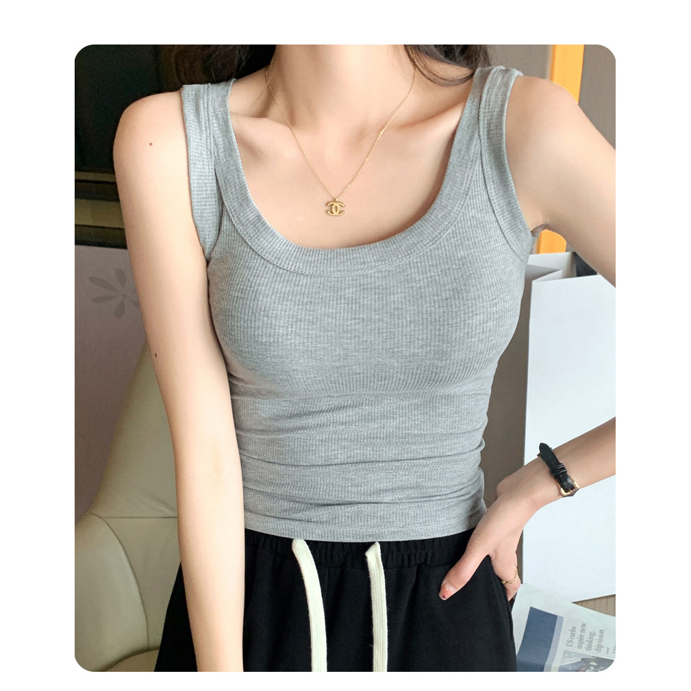 百搭螺纹吊带背心新款纯色宽肩外穿防走光打底内搭修身显瘦紧身
