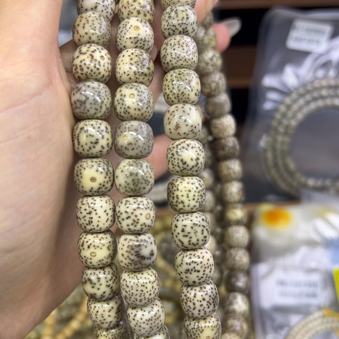 星月菩提手串牧*石玉料灰冰11