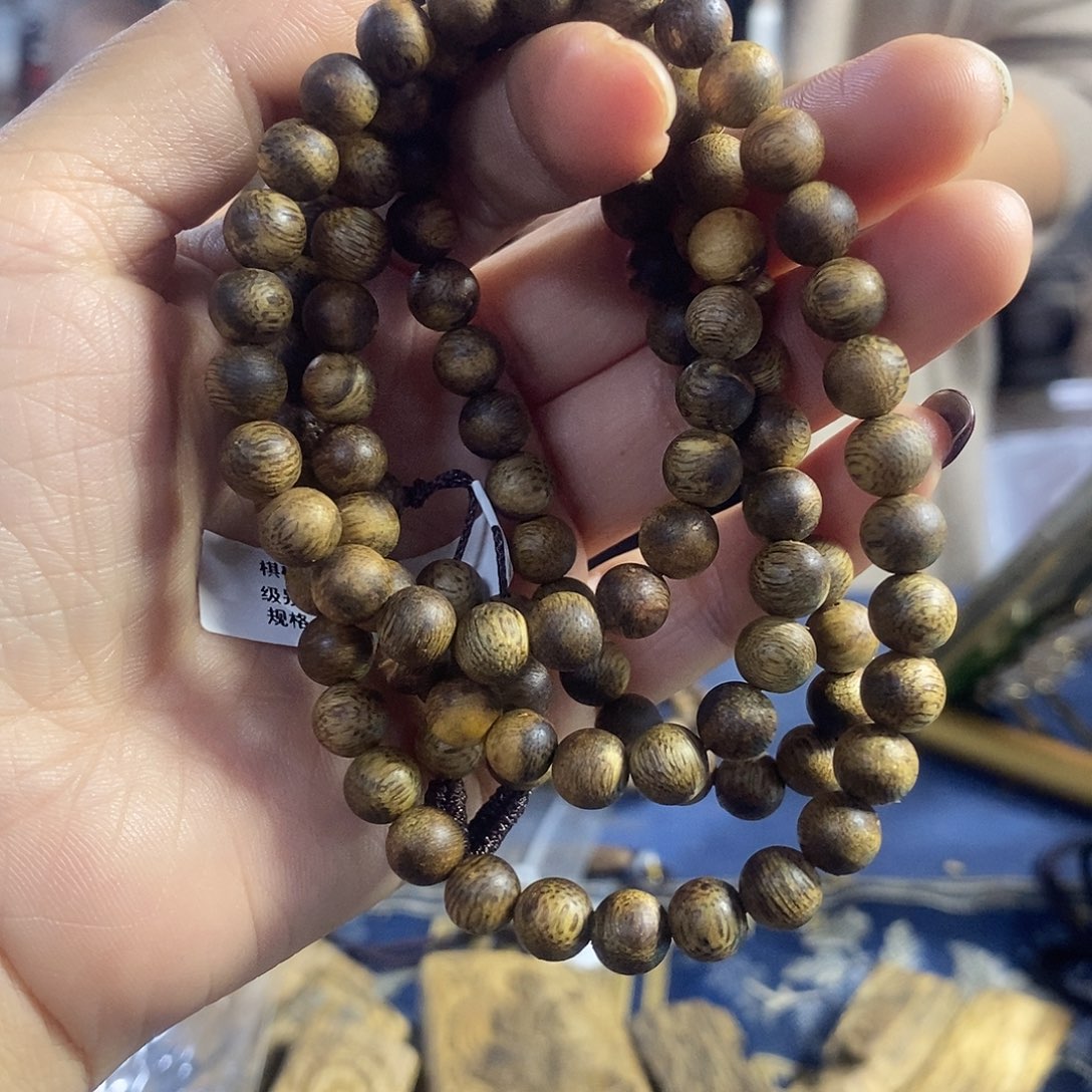 沉香手串?****?棋楠香尖圆珠长串0.7/16克多样性发一