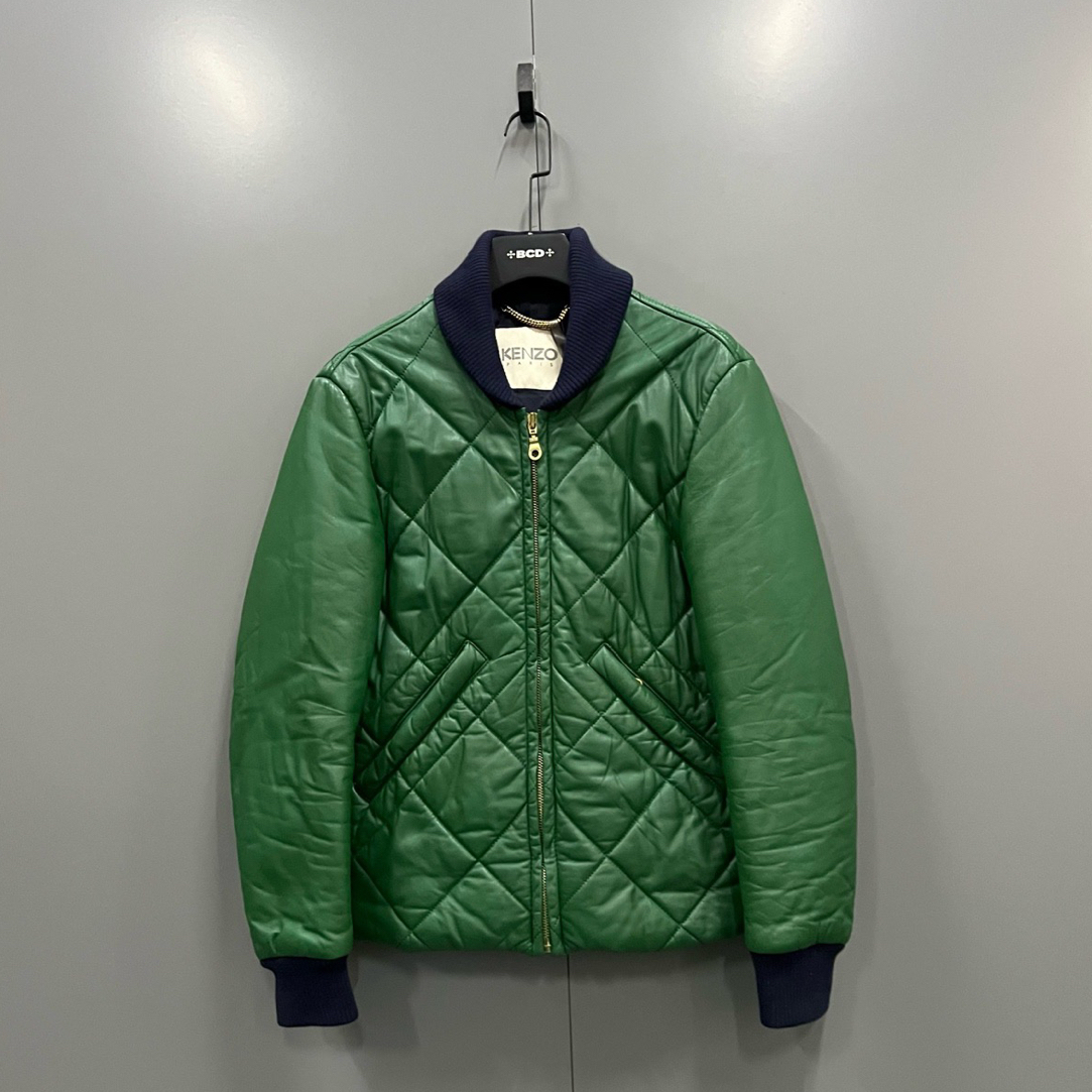 95新 KENZO/肯佐 (ll) 绿色压纹拉链夹克 L码/100431