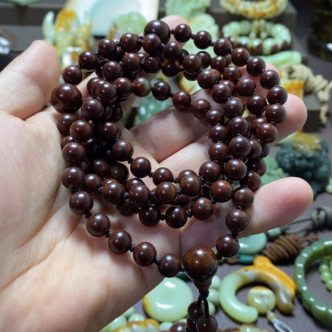 岫岩河磨玉（透闪石质玉）未镶嵌手链108粒8