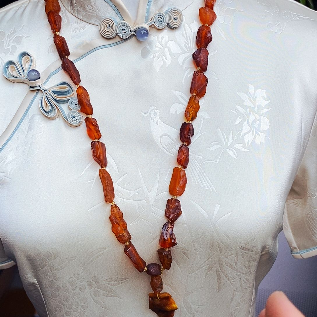 蜜蜡颈饰未镶嵌天然保真假一赔十