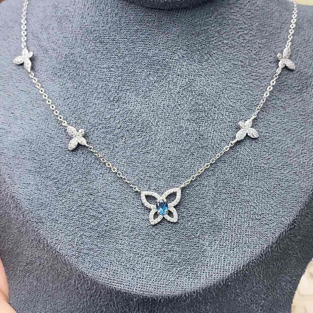 托帕石套链银S925镶嵌需要证书备注