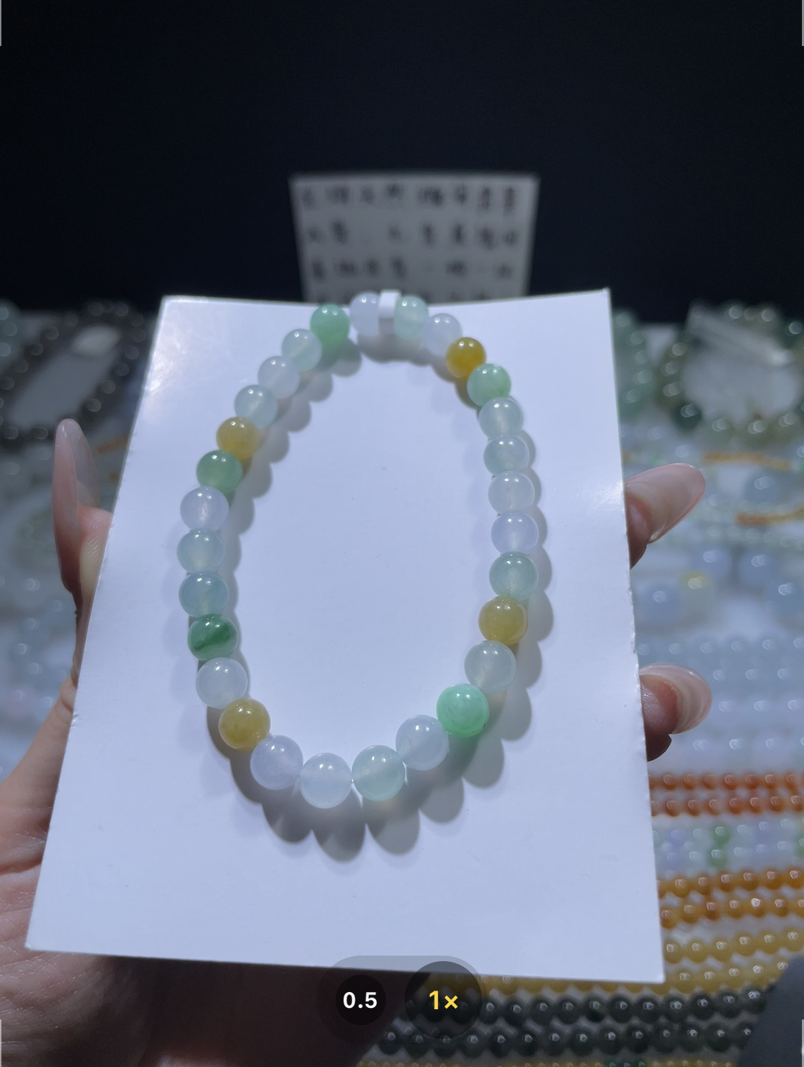 定制未镶嵌翡翠A货 卡6.3冰多宝手串