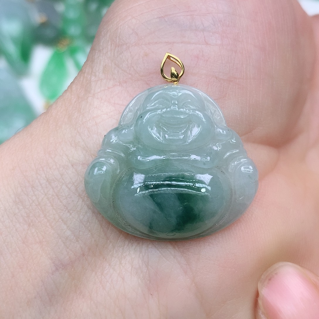 翡翠吊坠(不含链)18K金镶嵌