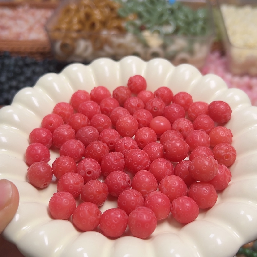 菩提根/象牙果吊坠22颗粉色草莓