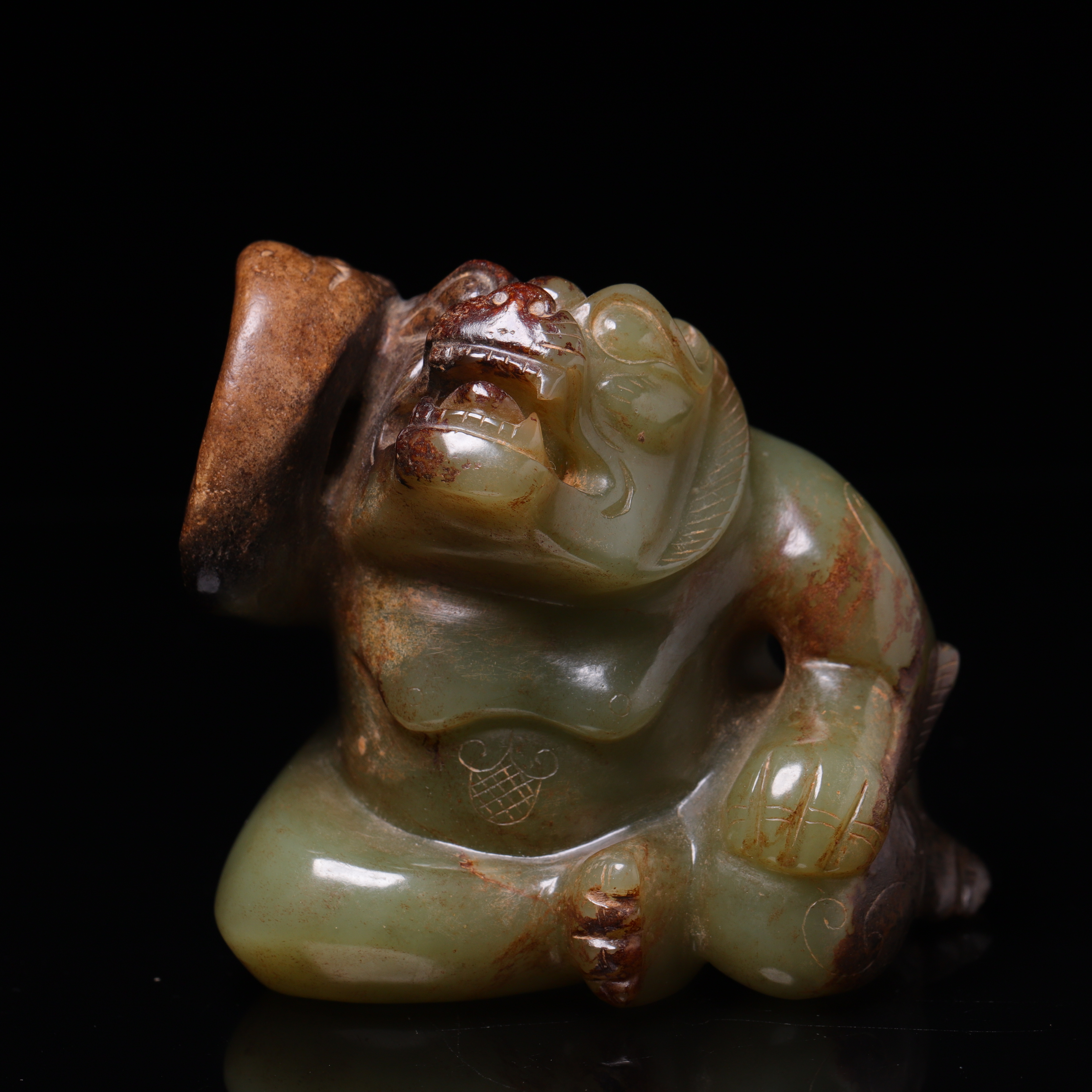 明代和田玉玉熊摆件-NX