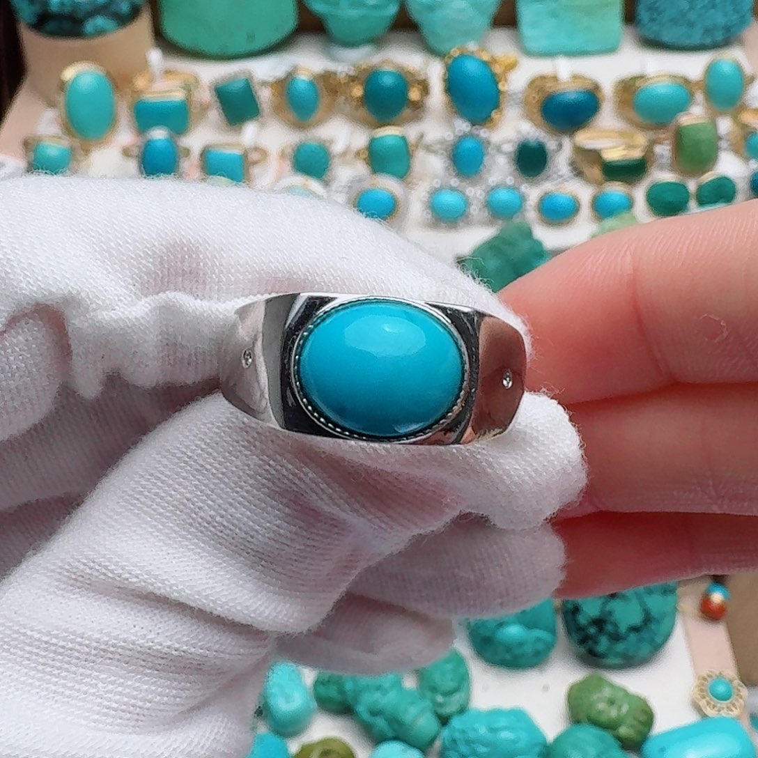 银S925镶嵌绿松石珠宝奇石