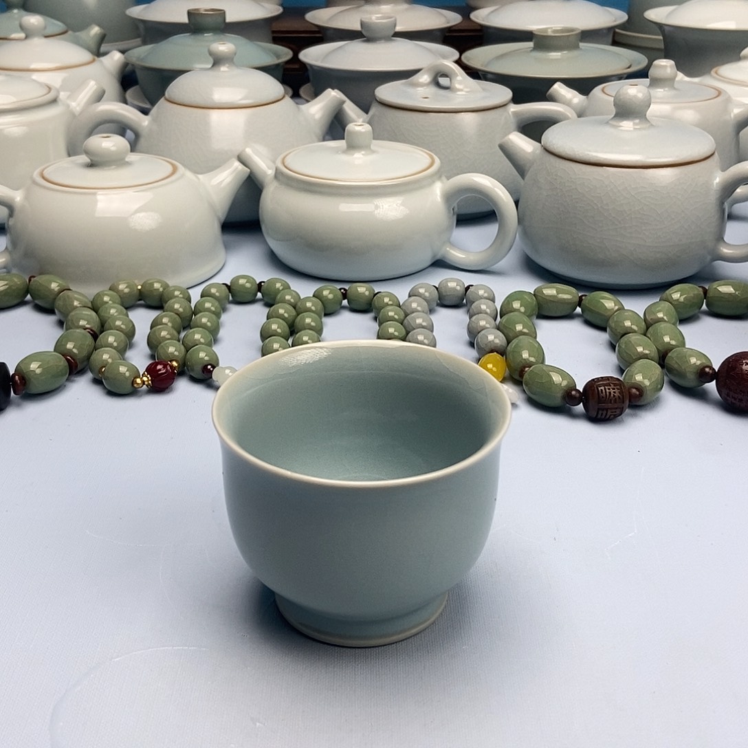 杯天青微蓝玉蓝杯原矿原釉原产地