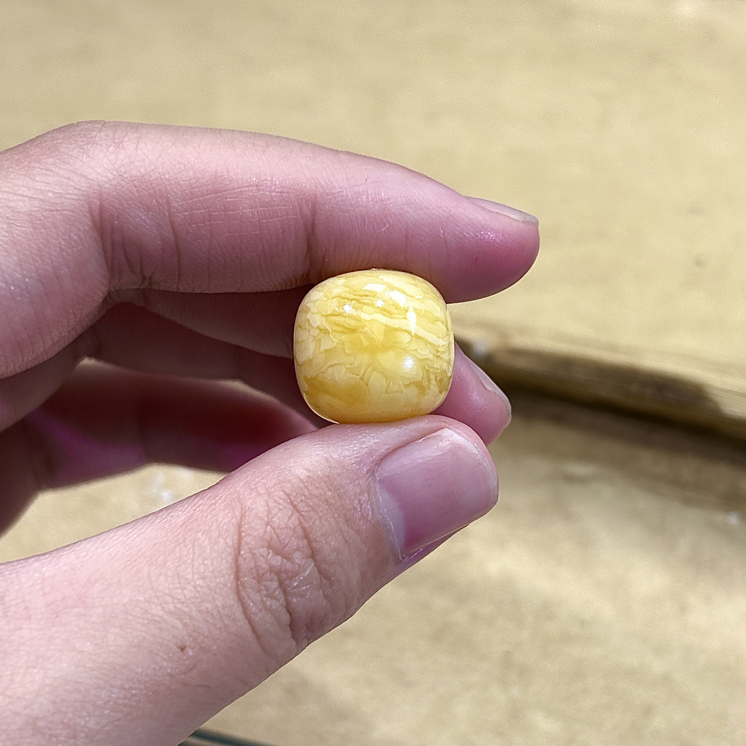 15.1mm橘底虎皮纹老型天然琥珀蜜蜡