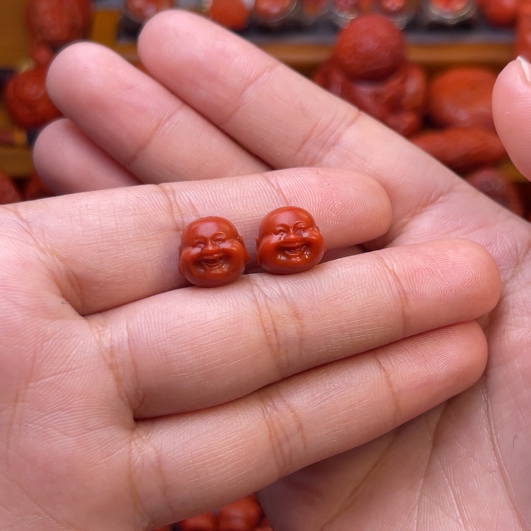 *****南红玛瑙未镶嵌保山笑佛头单颗11mm尺寸