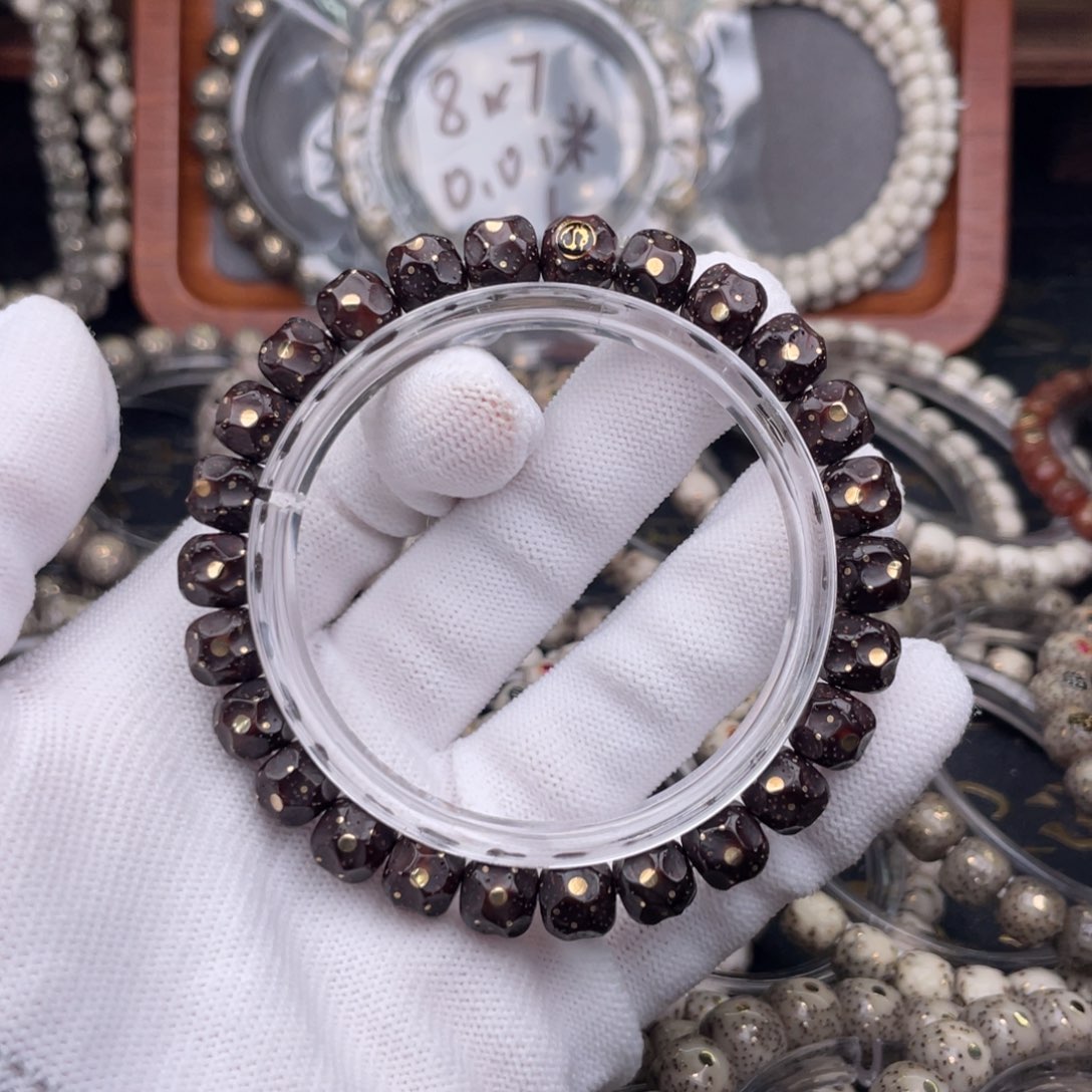 星月菩提手串原生态纯天然黑金星月