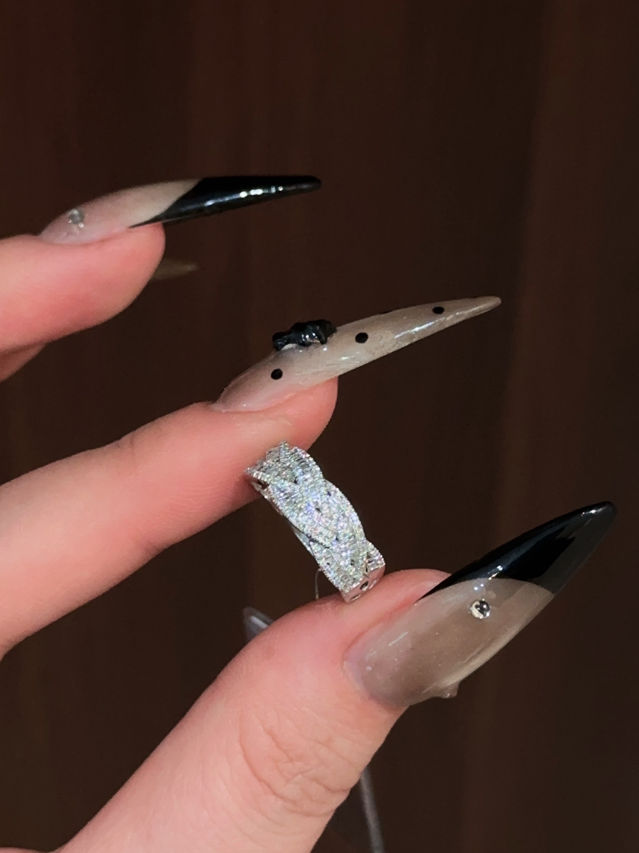 【六言高定】梯方编织麻花戒指ZADJ0279 灰标天然钻石