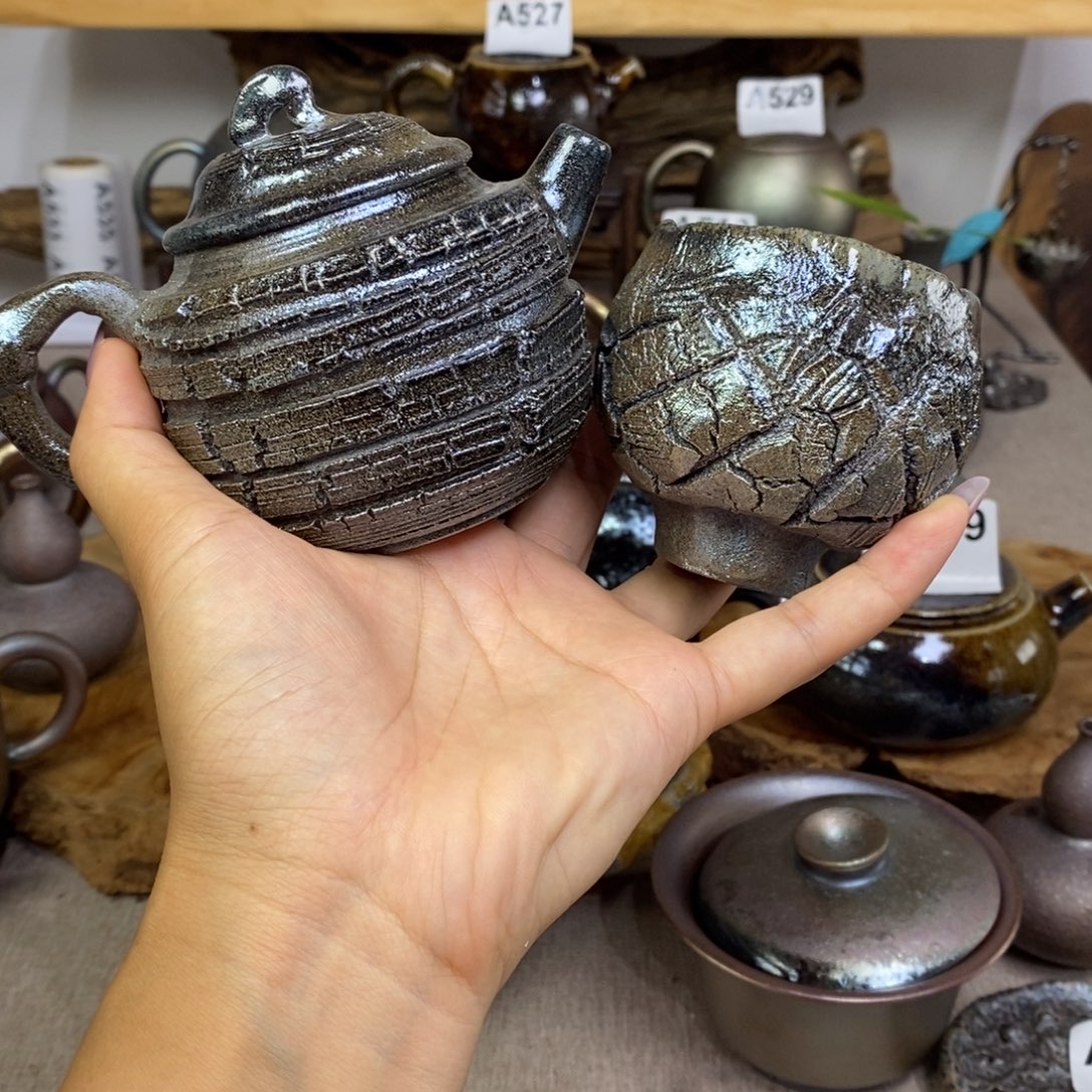 建水紫陶柴烧手捏套装