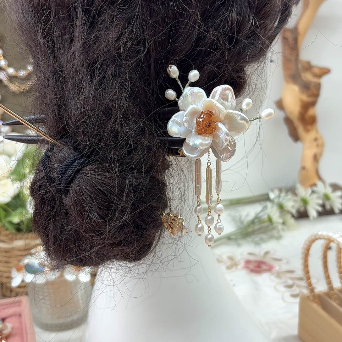 戒指银S925镶嵌淡水珍珠月*