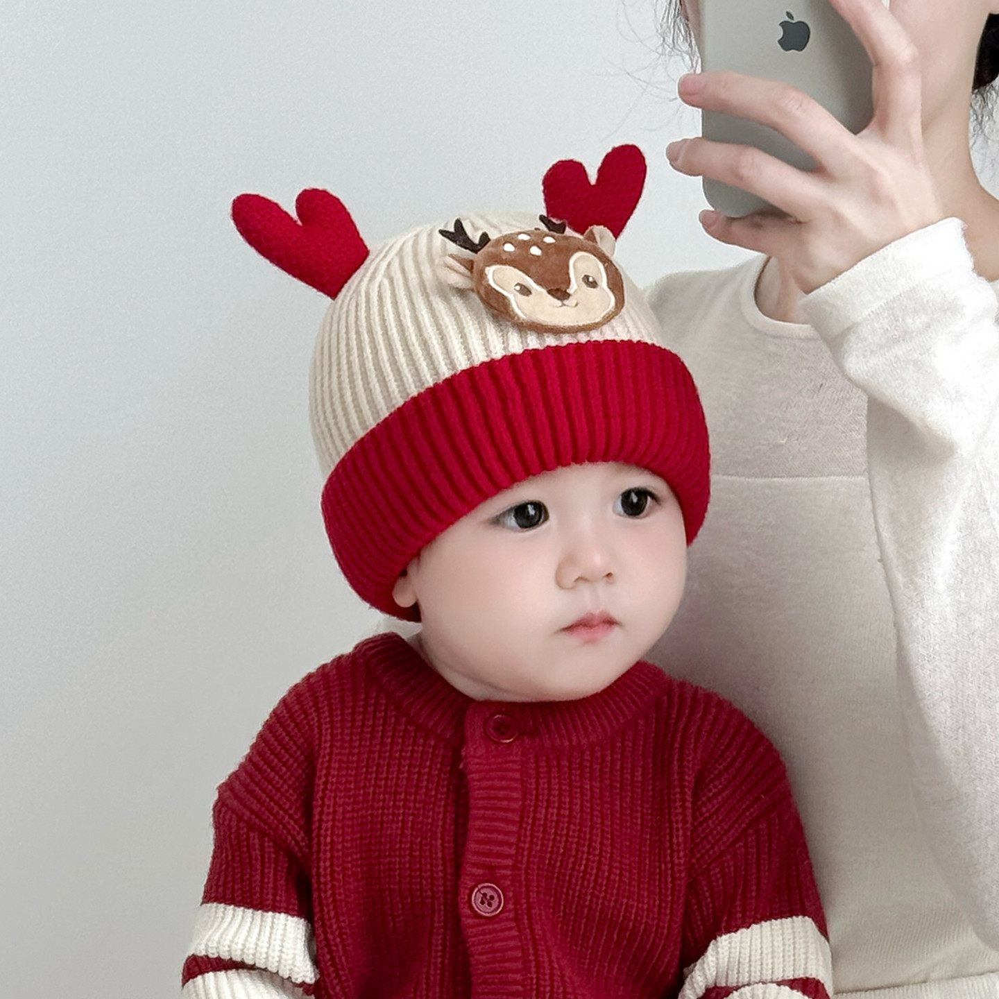 婴儿帽子秋冬新款男宝宝女可爱针织帽婴幼儿保暖护耳帽冬天毛线帽