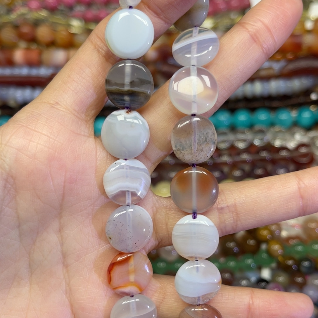 玛瑙/玉髓散珠天然波斯湾玛瑙卡14➕长条38厘米