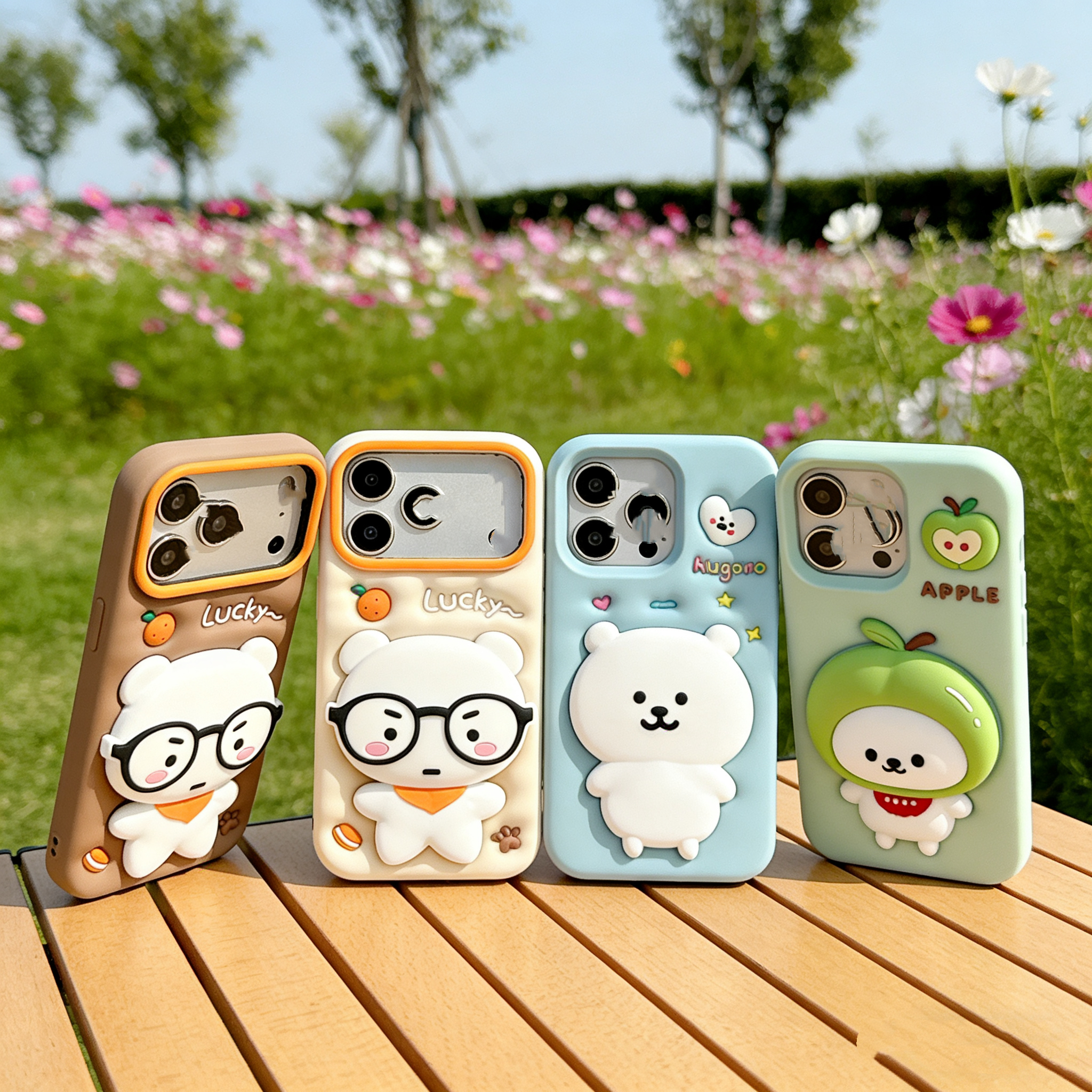 可爱熊点呆自嘲熊支架卡通立体硅胶手机壳适用于iPhone17/小米