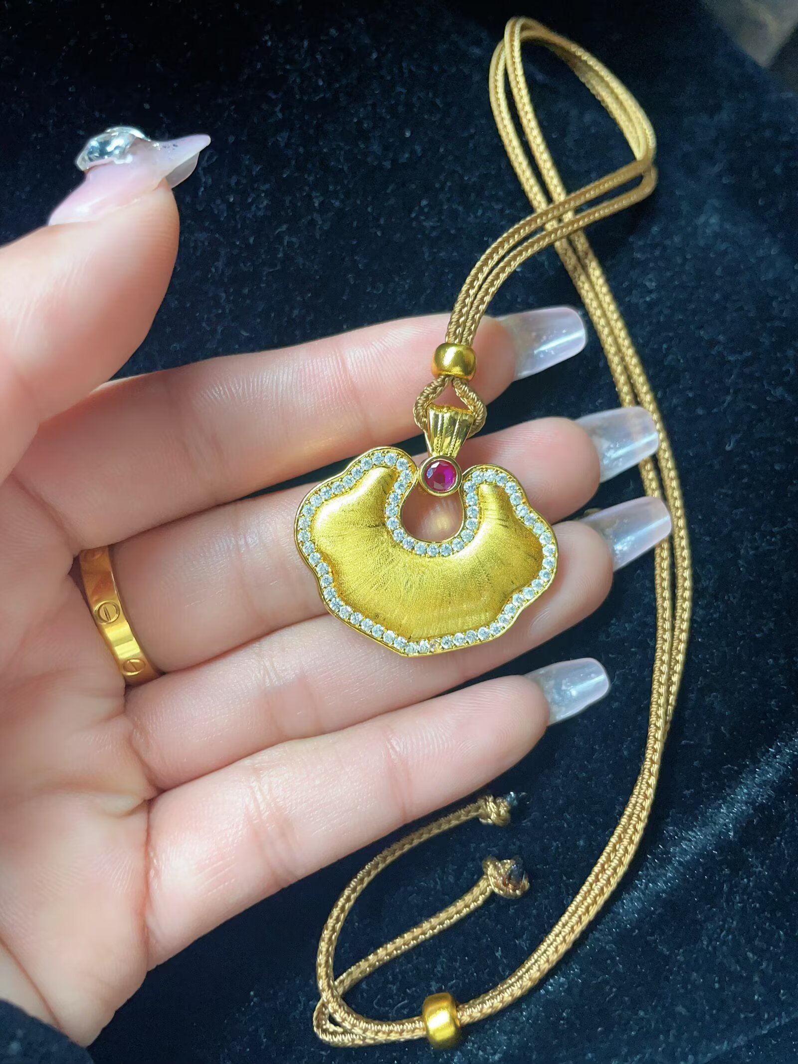 禧尚专属--珐琅拉丝双面精致平安锁