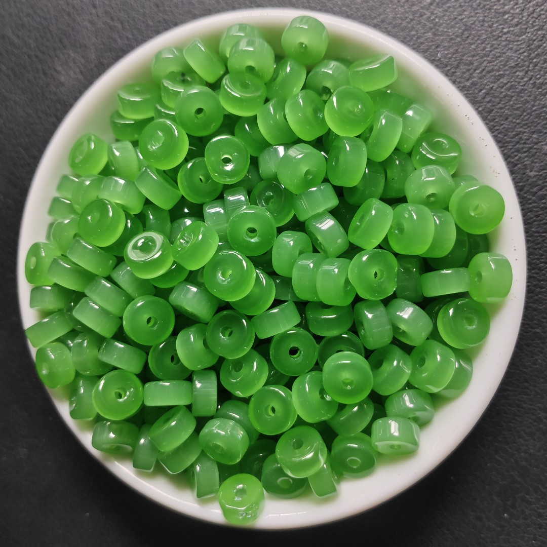 【散珠批发】W3024苹果绿直切算盘6×3MM*40颗