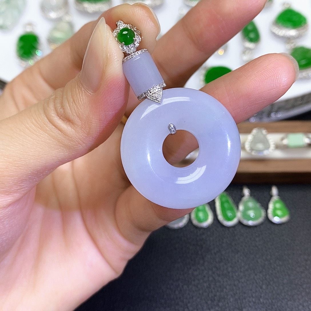 翡翠18K金镶嵌吊坠(不含链)