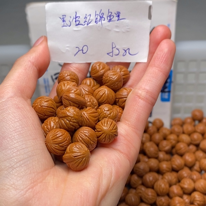 手串桃核13mm左右野生红锦鲤20颗（打孔）