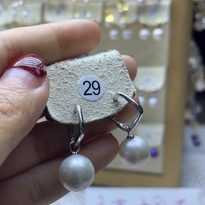 银S925镶嵌淡水珍珠耳饰