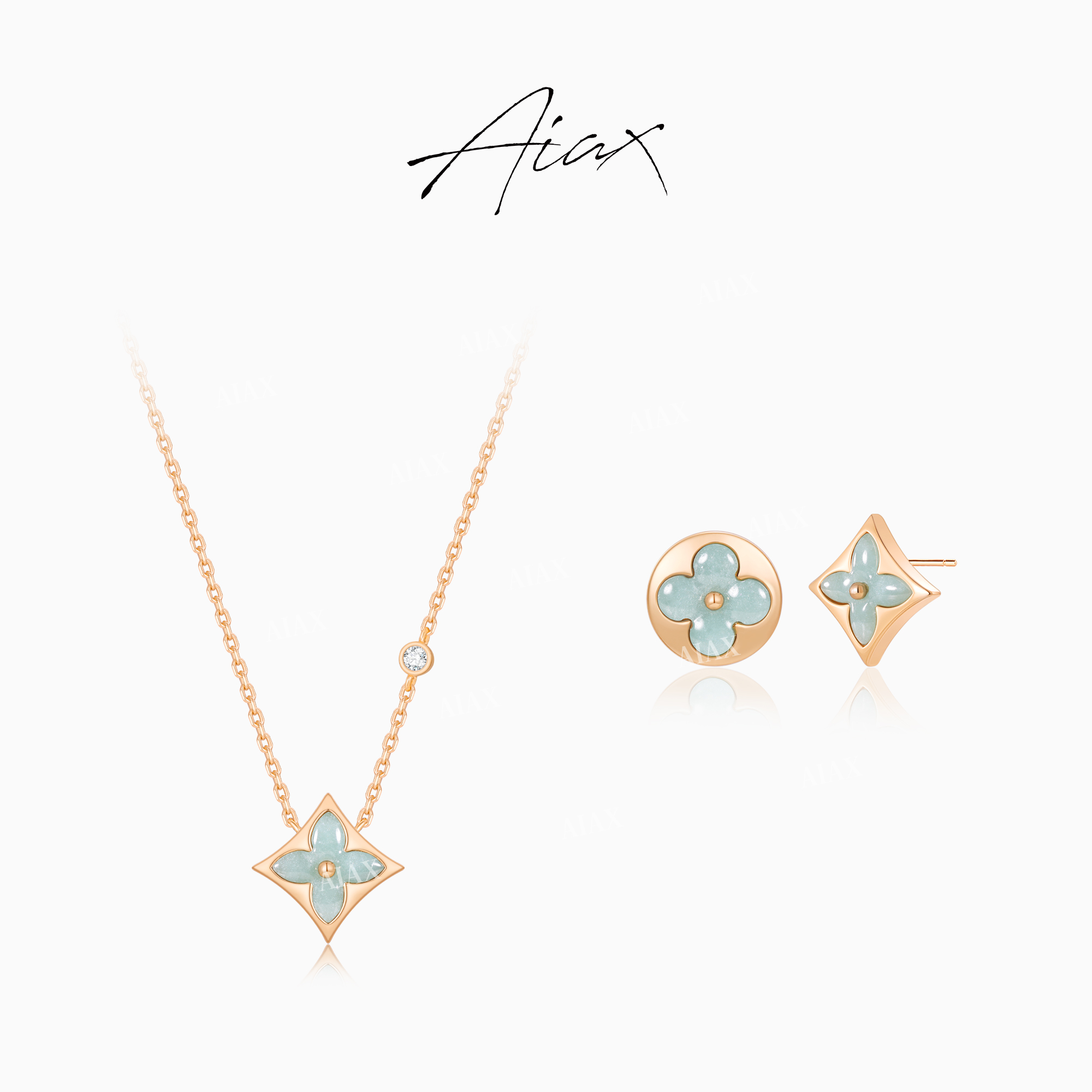 AIAX S925银【花卉】百搭简约精致轻奢高级感蓝色老花项链TSJ9399