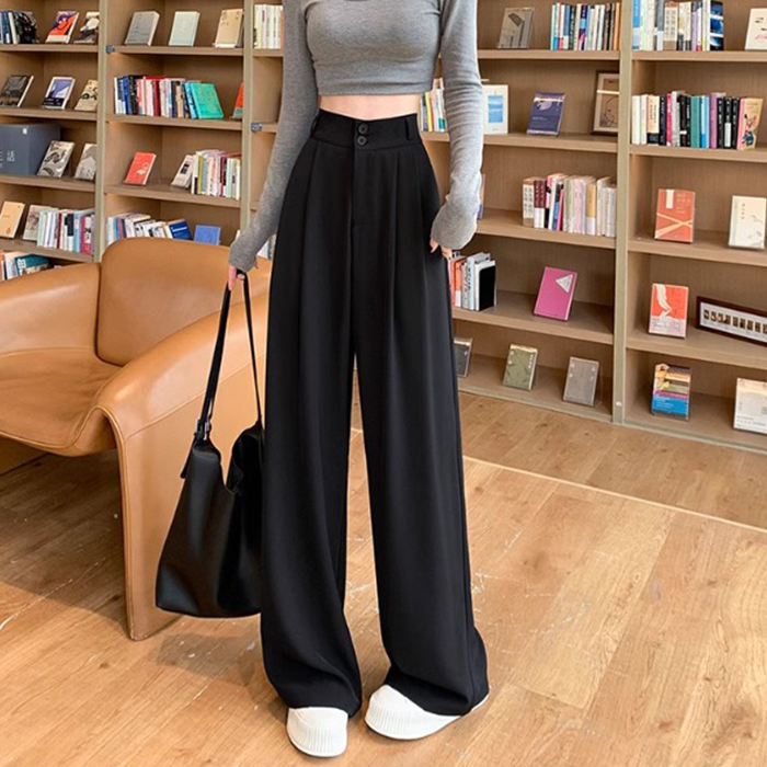 阔腿西装裤女2025秋季高级感垂感高腰大码小个子宽松直筒休闲裤