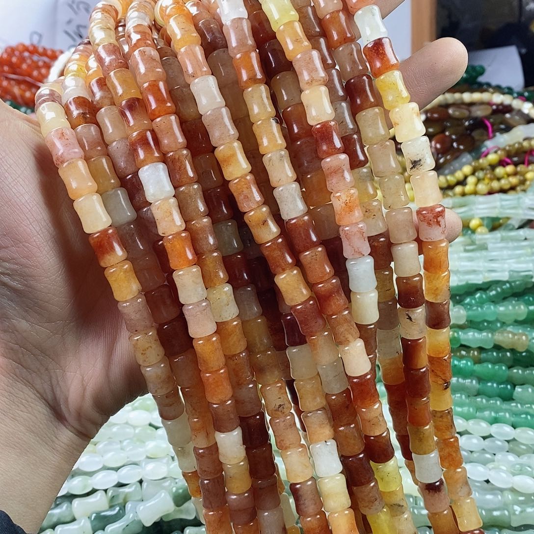 玛瑙/玉髓珠宝半成品合金一条天然8×10金丝玉小蛮腰