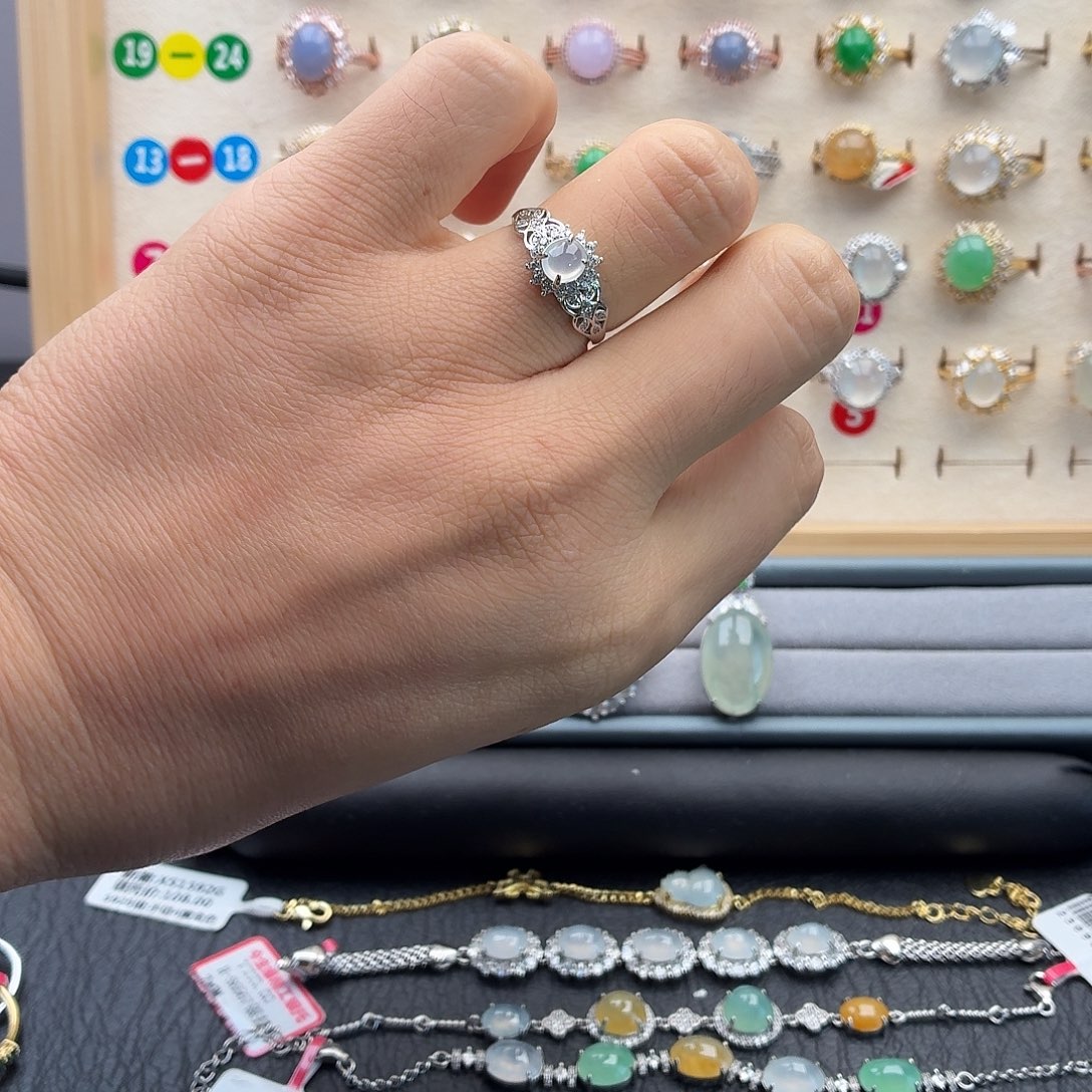 翡翠银S925镶嵌戒指