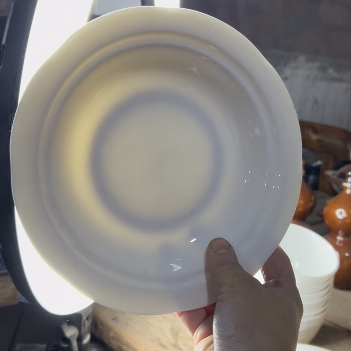 库存尾货骨瓷深盘一对口径20
