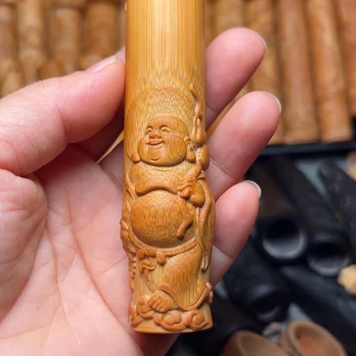 实心竹雕刻手把件