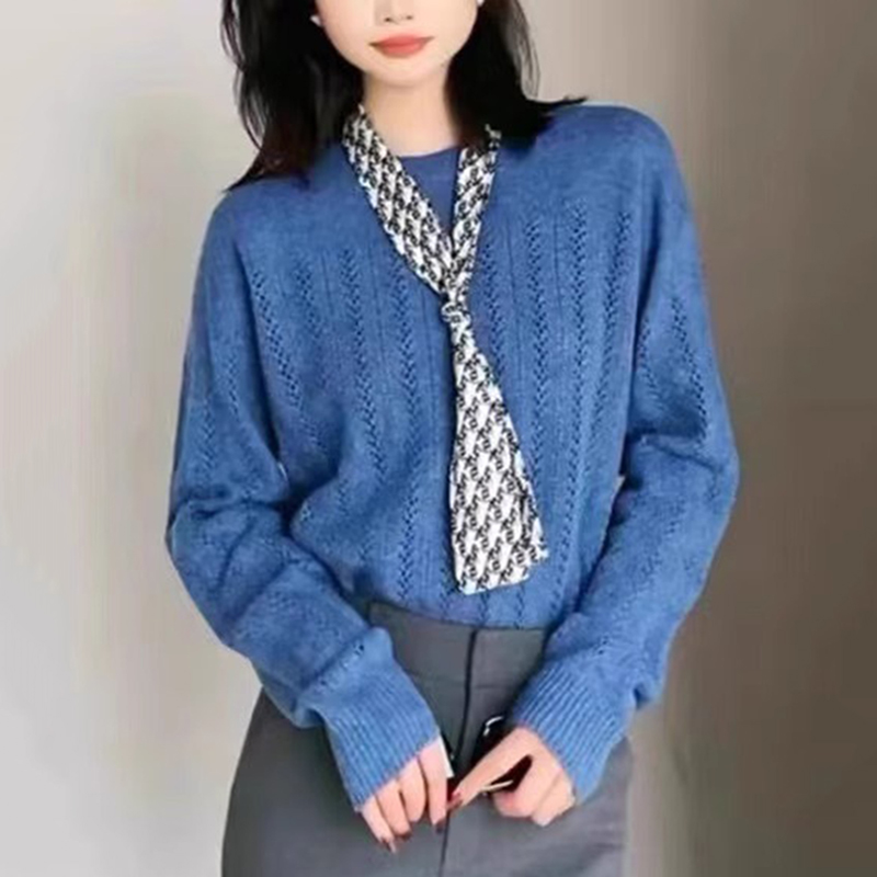 商场同款专柜2025秋冬新款时尚百搭圆领套头羊绒针织衫毛衣上衣女