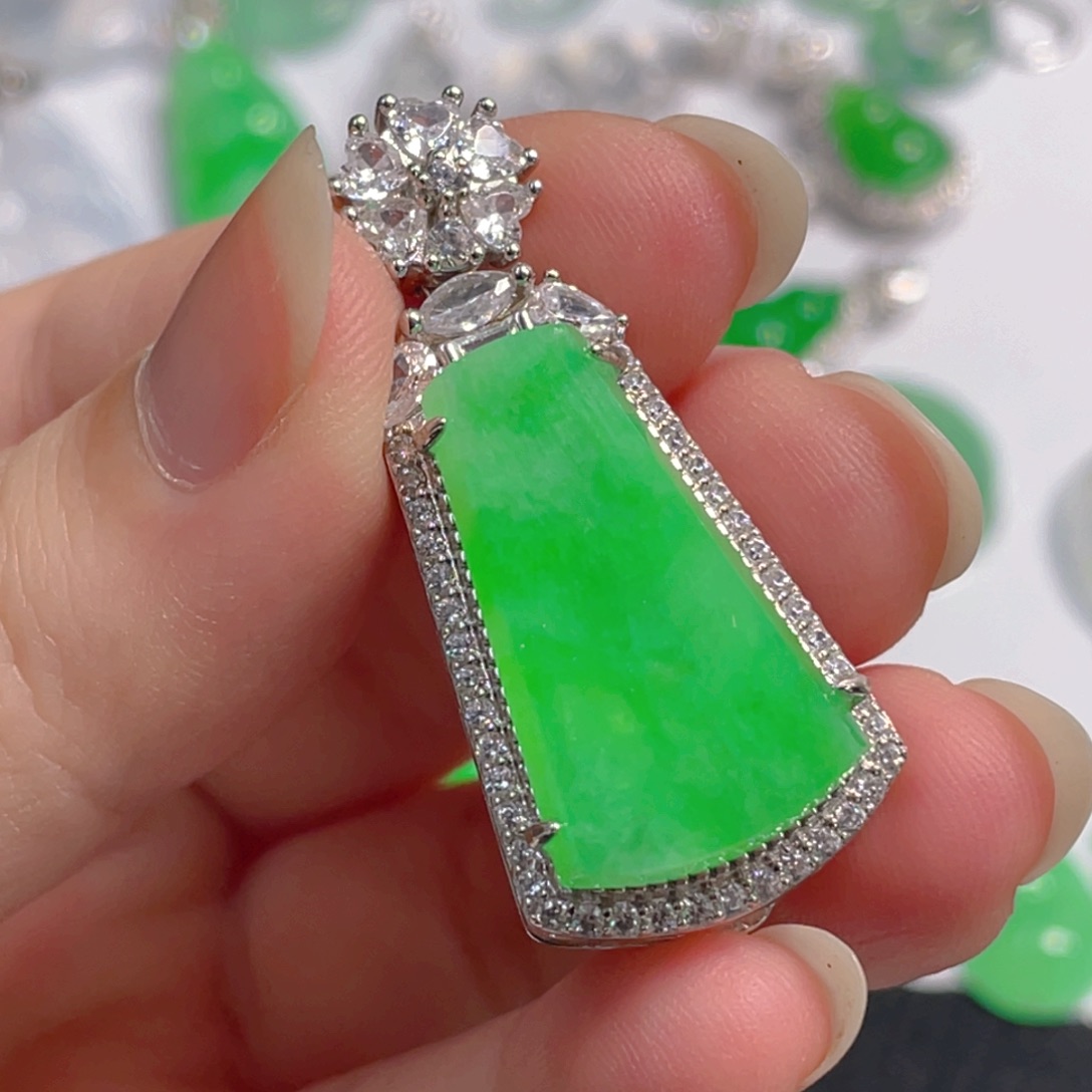 翡翠银S925镶嵌吊坠(不含链)