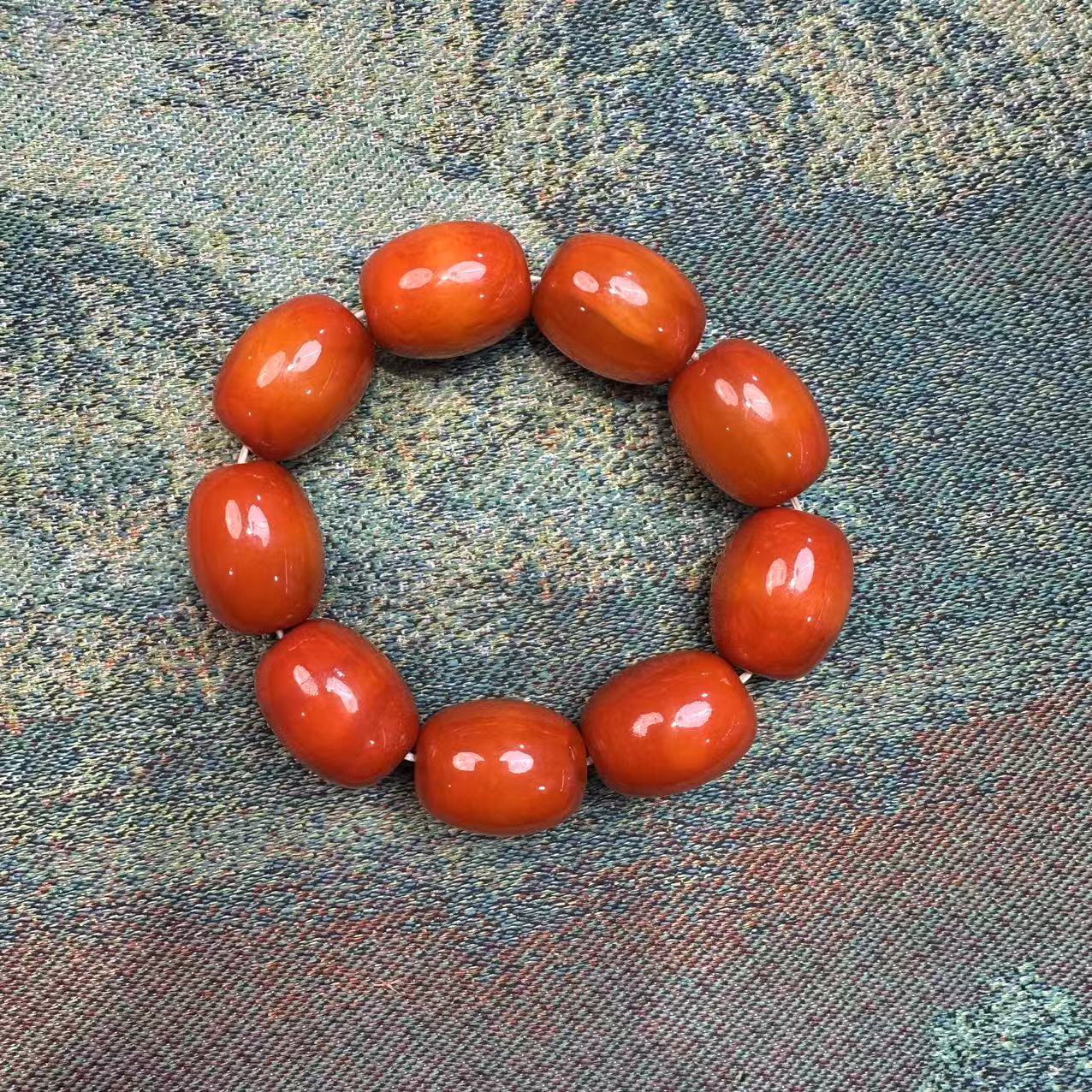 瑞哥专属鸡油红蜜蜡手串G43