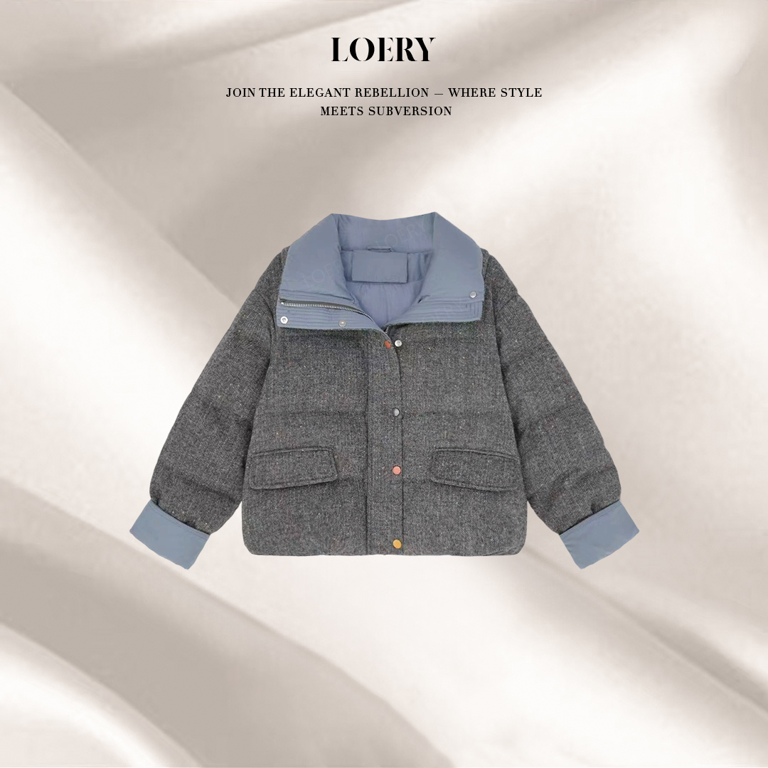 LOERY【冬日童话编号110】高绒量拼色90白鸭绒锁温保暖羽绒服-12815