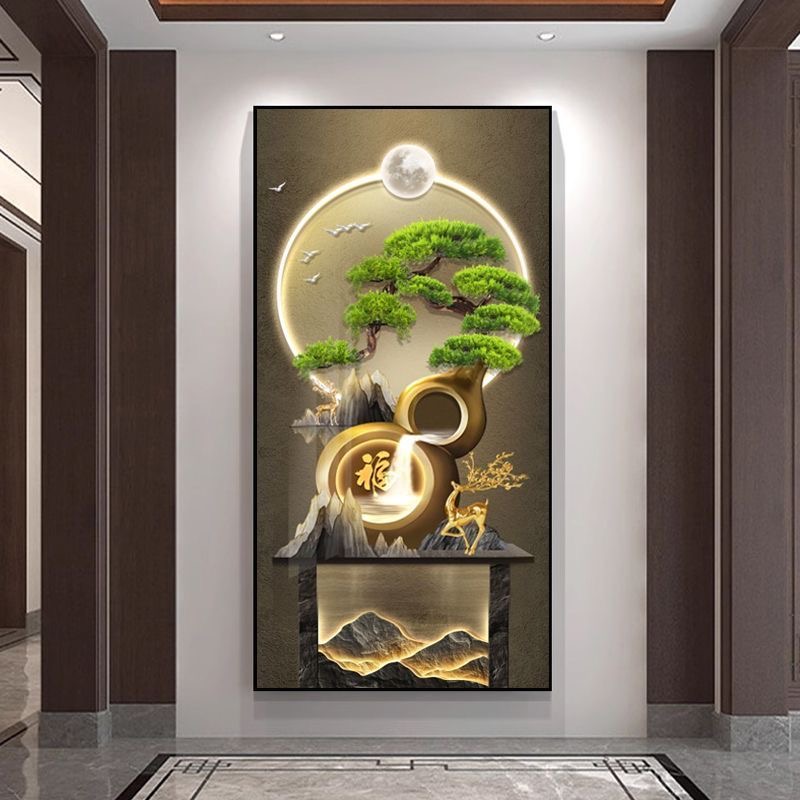 无品牌高级感葫芦LED带灯入户玄关走廊过道挂画