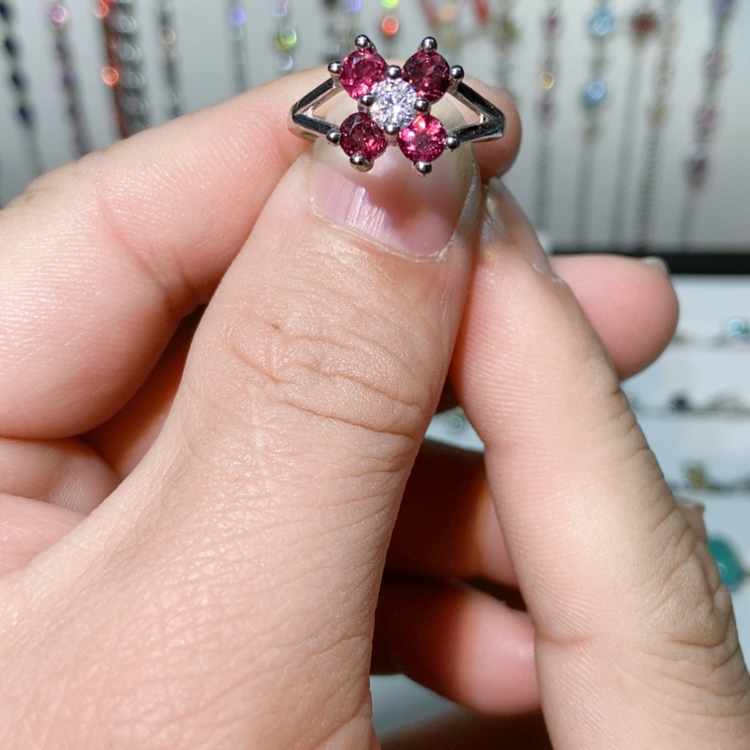 绿水晶戒指银S925镶嵌