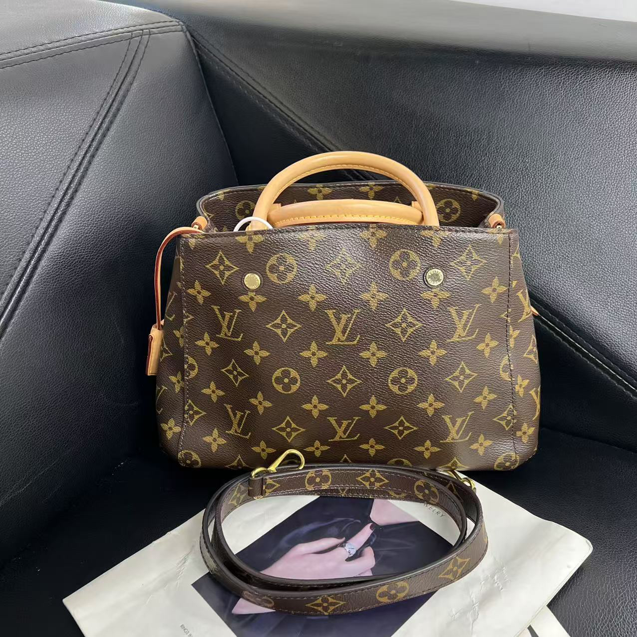 95新 LouisVuitton/路易威登 捐金沉珠/蒙田bb单肩经典