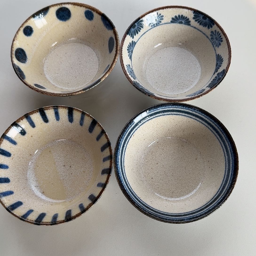 瓷片4只南国复古10.5厘米小碗