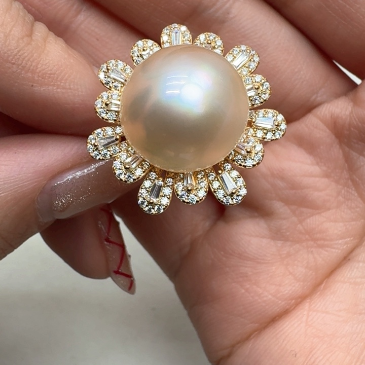 拼合珍珠（马贝珠）戒圈银S925镶嵌